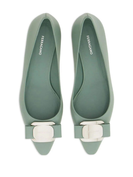 FERRAGAMO Green Pointed Toe Pumps for Women