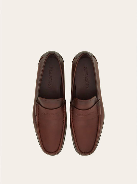 FERRAGAMO Classic Brown Leather Moccasins for Men - SS24 Collection