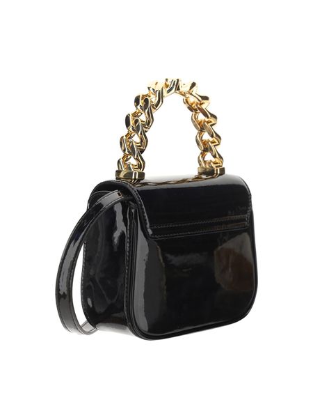 VERSACE Black Patent Leather Mini Handbag featuring the Iconic Medusa Head