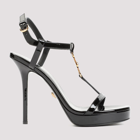 VERSACE Black Leather Sandals for Women - 12cm Heel - SS24 Collection