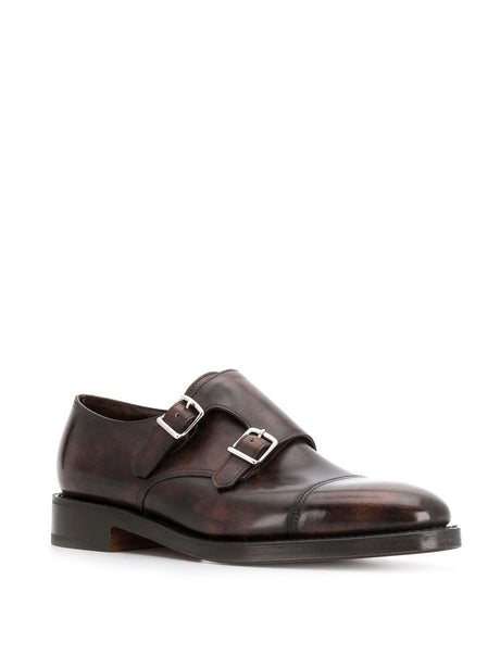 JOHN LOBB Sophisticated Brown Leather Monk Shoes for Men