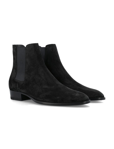 SAINT LAURENT Suede Leather Wyatt Chelsea Boots for Men | SS24 Collection