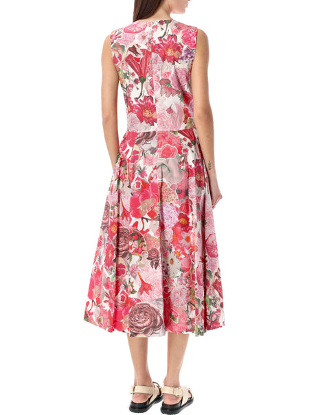 MARNI Collage Print Flared Hem Dress for Women - Pink Clematis