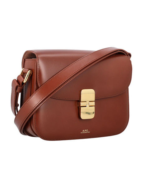 Trapezoidal Leather Handbag for Women - Noisette