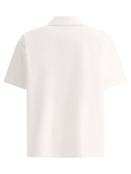 VALENTINO Men's White Bowling Shirt with Unique V Detail for SS24