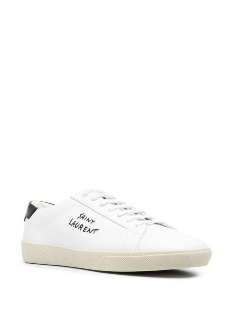 SAINT LAURENT Logo Embroidered Low Top Sneakers in White for Men