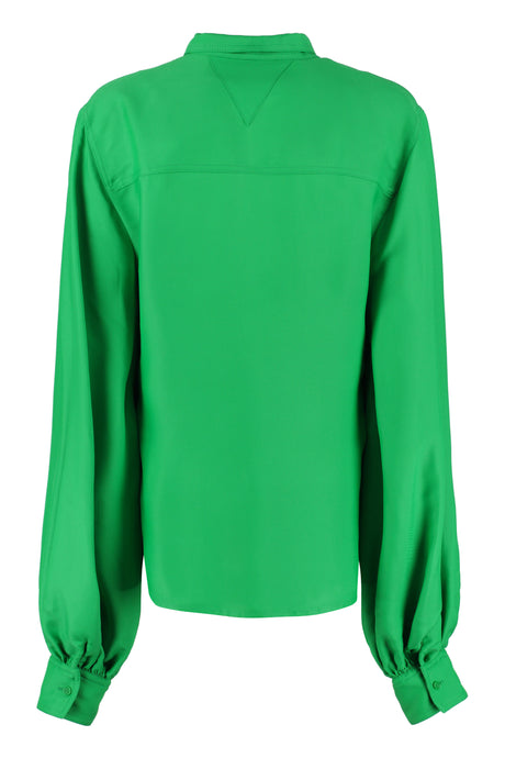 BOTTEGA VENETA Green Front Bow Blouse for Women - SS22 Collection