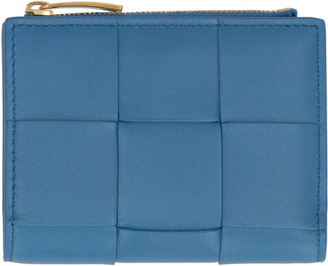 BOTTEGA VENETA Turquoise Intrecciato Leather Bi-Fold Wallet for Women