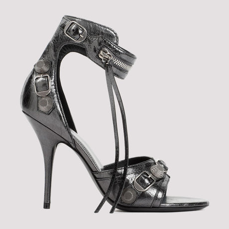 BALENCIAGA Silver Metallic High Heel Sandals for Women