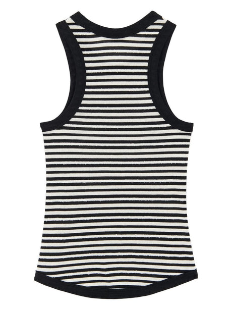 SAINT LAURENT Striped Sleeveless Tank Top with Embroidered Logo for Women