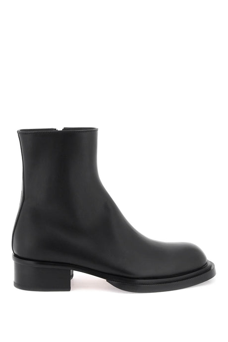 ALEXANDER MCQUEEN Men's Black Leather Boots with 4.5cm Heel - FW23 Collection