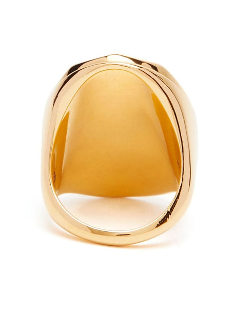 ALEXANDER MCQUEEN Faceted Stone Ring with Engraved Logo and Cut-Out Detailing