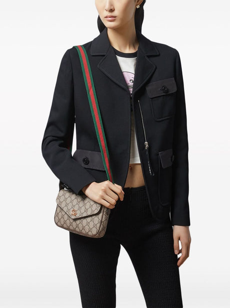 GUCCI Stylish Ophidia Mini Handbag in Beige and Ebony GG Supreme Fabric for Women