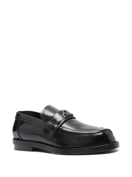 ALEXANDER MCQUEEN Men's Black Leather Loafers for SS24