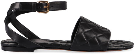 BOTTEGA VENETA Classic Black Lamb Skin Flat Sandals for Women | Spring/Summer 2024 Collection