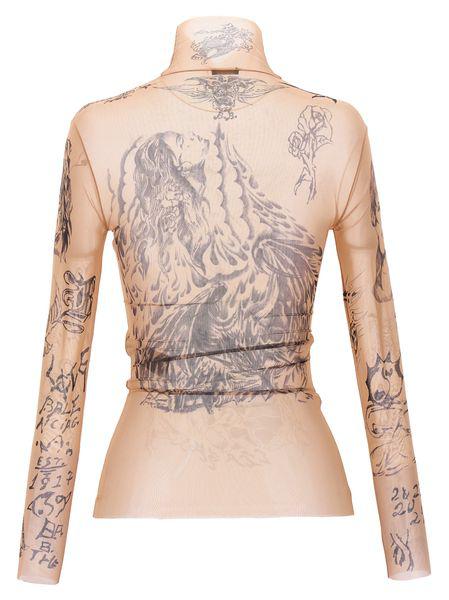 BALENCIAGA Nude and Neutrals Tattoo Top for Women SS24