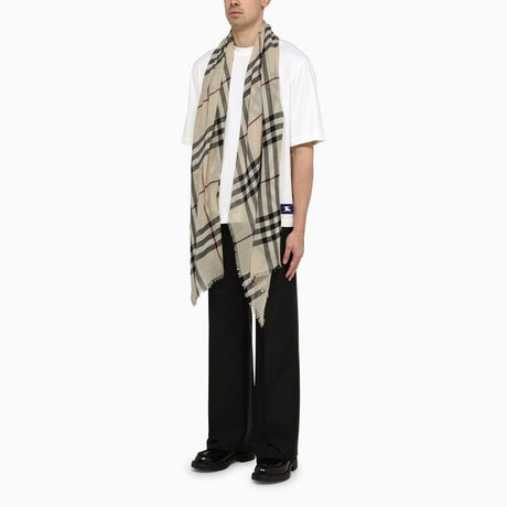 BURBERRY  CHECK STONE WOOL SCARF