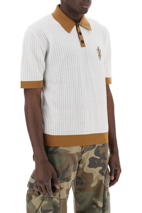 AMIRI Men's Embroidered Logo Polo Shirt with Contrasting Trims