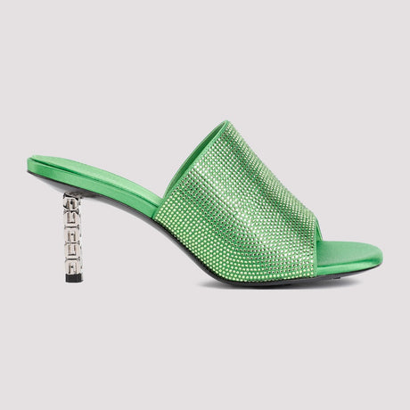 GIVENCHY Green Satin Strass Sandals for Women - FW23 Collection