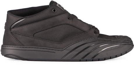 GIVENCHY Men's Black Leather Mid-Top Sneakers for SS24