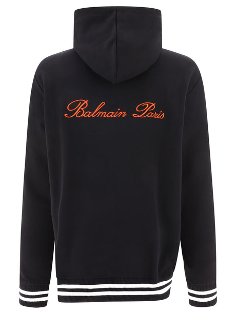 BALMAIN Men's Black Cotton Sweatshirt for SS24