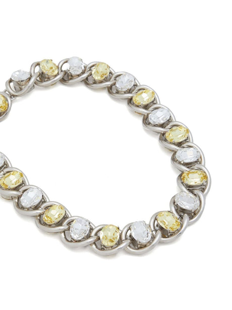MARNI Chic Silver Collar Necklace with Intricate Glass Embellishments