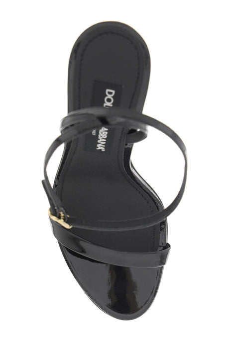 DOLCE & GABBANA DG Heel Patent Leather Sandals with Ankle Strap