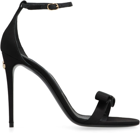 DOLCE & GABBANA Classic Black Satin Sandals for Women | FW23 Collection