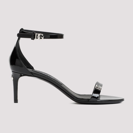 DOLCE & GABBANA Stylish Black 100% Leather Sandals for Women - SS24 Collection
