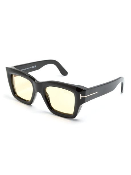 TOM FORD Shiny Black and Brown Acetate Sunglasses for Men