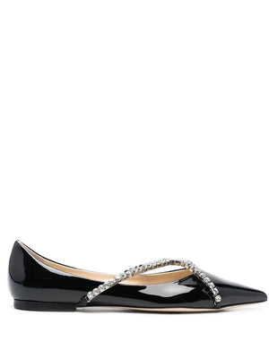 JIMMY CHOO Elegant Black Patent Leather Ballerina Flats for Women - SS24 Collection