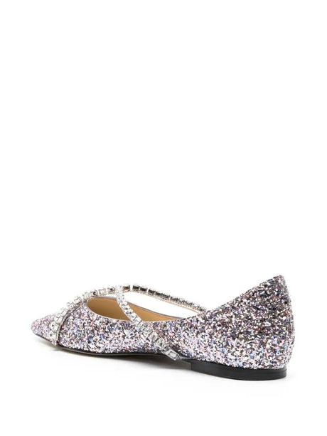 JIMMY CHOO Sparkling Silver Ballerinas for Women - SS24 Collection
