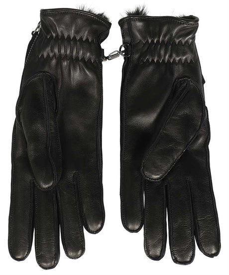 DSQUARED2 Women's Black Leather Gloves - Side Zippers - FW22