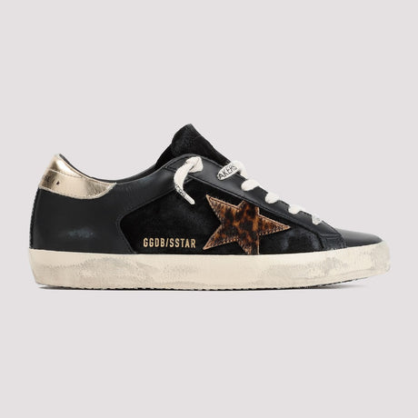 Golden Goose Women's Super-Star Suede and Leather Sneakers - Black/Beige Brown Leo/Gold