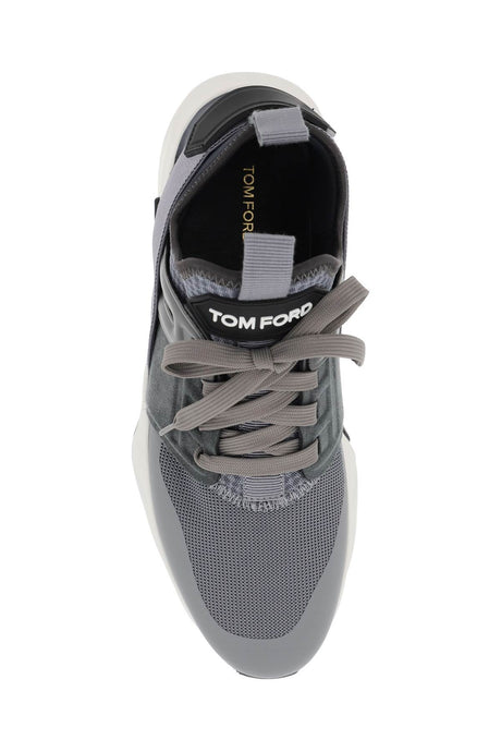 TOM FORD Grey Patch Lace Up Sneakers for Men