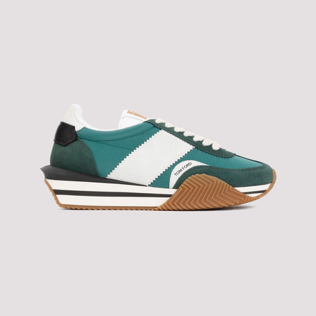 TOM FORD Green Leather Sneakers for Men | SS24 Collection