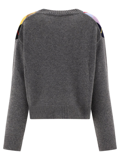 GANNI Harlequin Print Sweater - Regular Fit, Long Sleeves, Dropped Shoulders, Round Neckline, Ribbed Edges