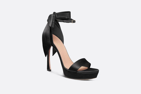 DIOR Black Satin and Leather Heeled Sandals for Women