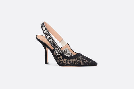 DIOR Black Leather Butterfly Slingback Pumps for Women - SS24