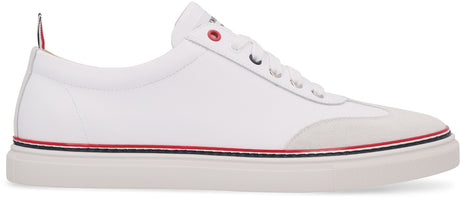 THOM BROWNE Men's White Leather Low-Top Sneakers for SS24
