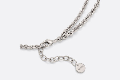 DIOR Elegant Silver-Finish Metal Collar Necklace for Women