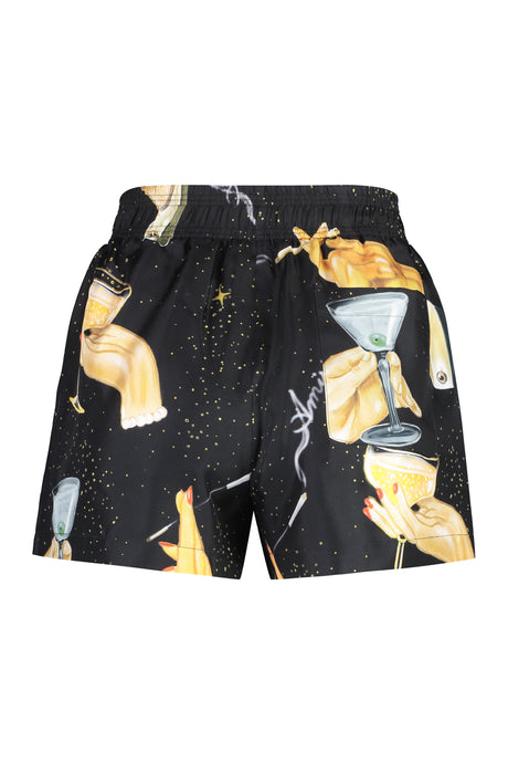 AMIRI Black Printed Silk Shorts for Women - SS24 Collection