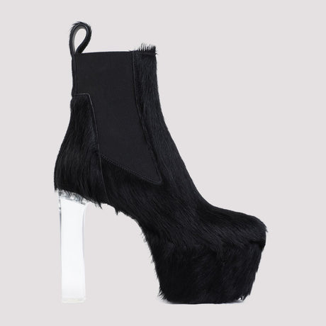 RICK OWENS Minimalistic Black Boots with High Heels for Women