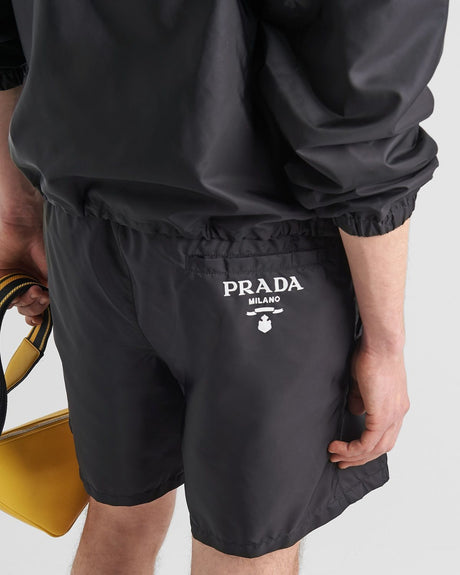 PRADA Black Re-nylon Beachwear for Men - FW23 Collection