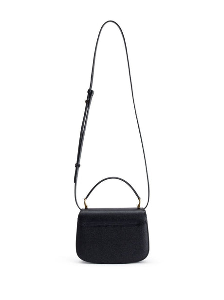 AMI PARIS Stylish Mini Top-Handle Handbag for Women in Black Calf Leather