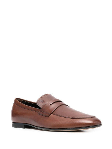 TOD'S Luxury Cognac Penny Strap Loafers for Men
