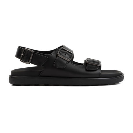 TOD'S Men's Black Leather Sandals for SS24