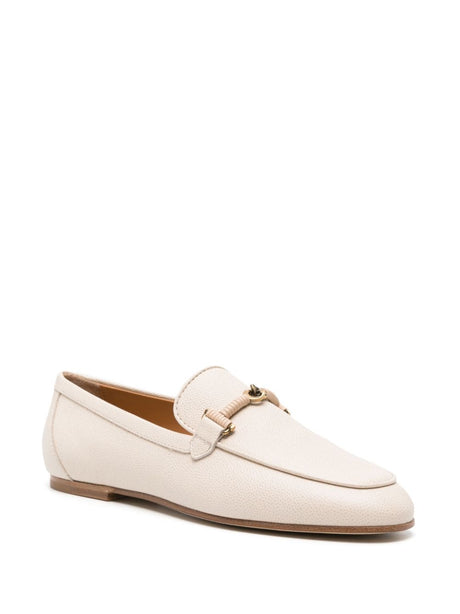 TOD'S Nude & Neutrals Knot Plaque Leather Loafers for Women